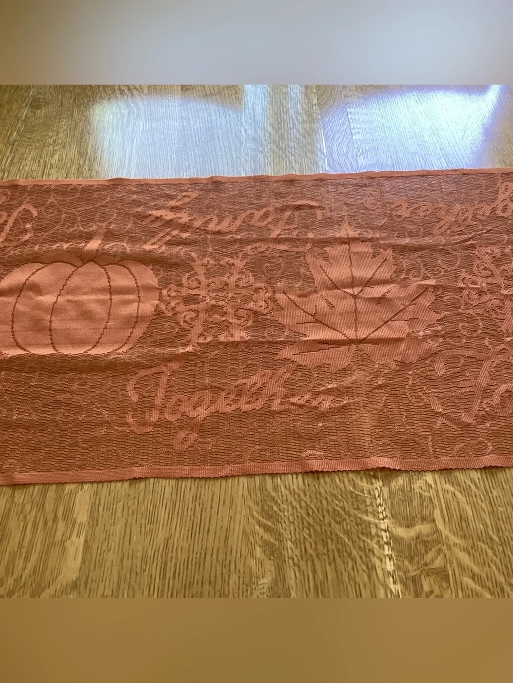 Fall Harvest Orange Table Runner 80” X 19.5 Family Together, Thanksgiving Autumn